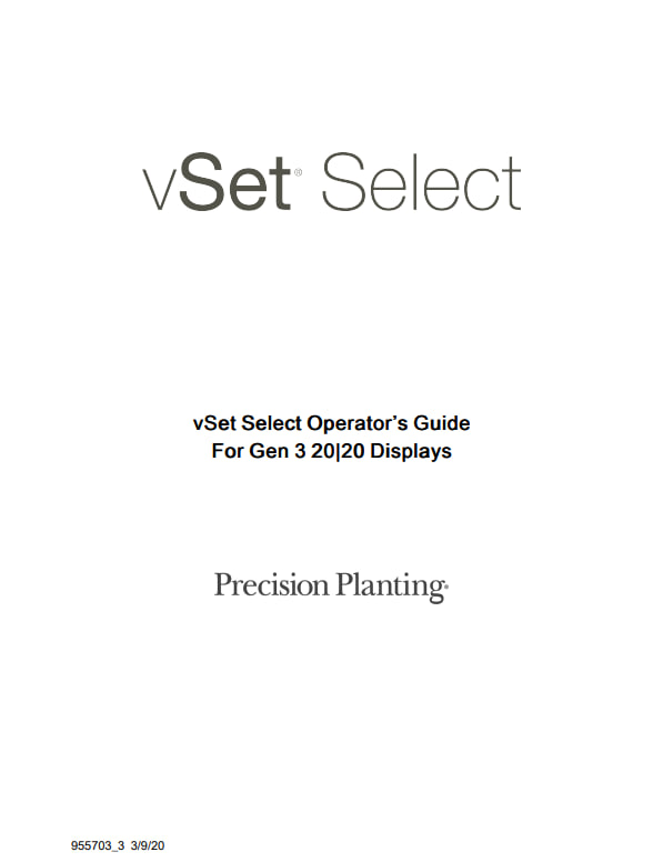 vSet Select Operators Guide – Gen3 (955703)